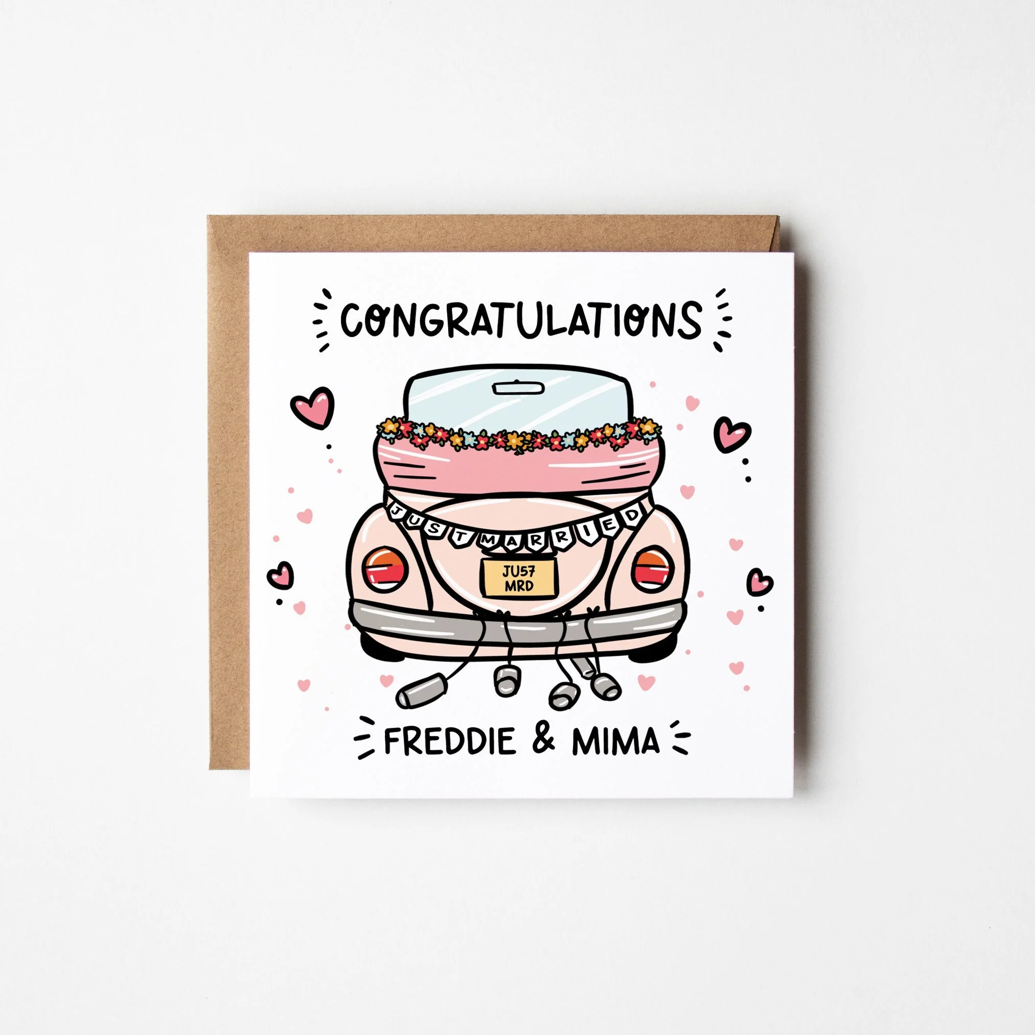 Wedding Card a?�� Personalised Congratulations You're Married Card a?�� Wedding Day Card with VW Beetle a?�� Congratulations You Got Married a?��