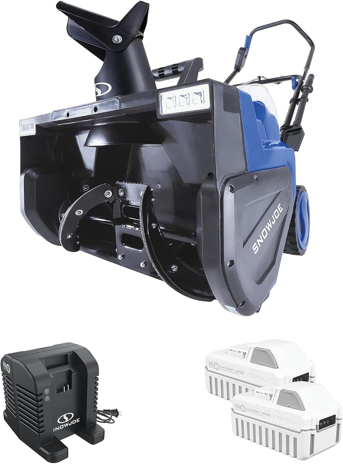 Snow Joe 48V Cordless Snow Blower Kit with 2X 8Ah Batteries  Dual-Port Charger & LED Headlights  1600W Brushless Motor  22