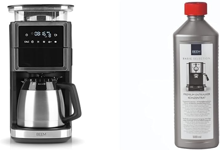 BEEM FRESH-AROMA-PERFECT III Filterkaffeemaschine mit Mahlwerk - Duo | Mit Thermos- & Glaskanne | Aroma-Plus-Funktion | 24-H-Timer | 1000 W | für bis zu je 10 Tassen [Edelstahl]