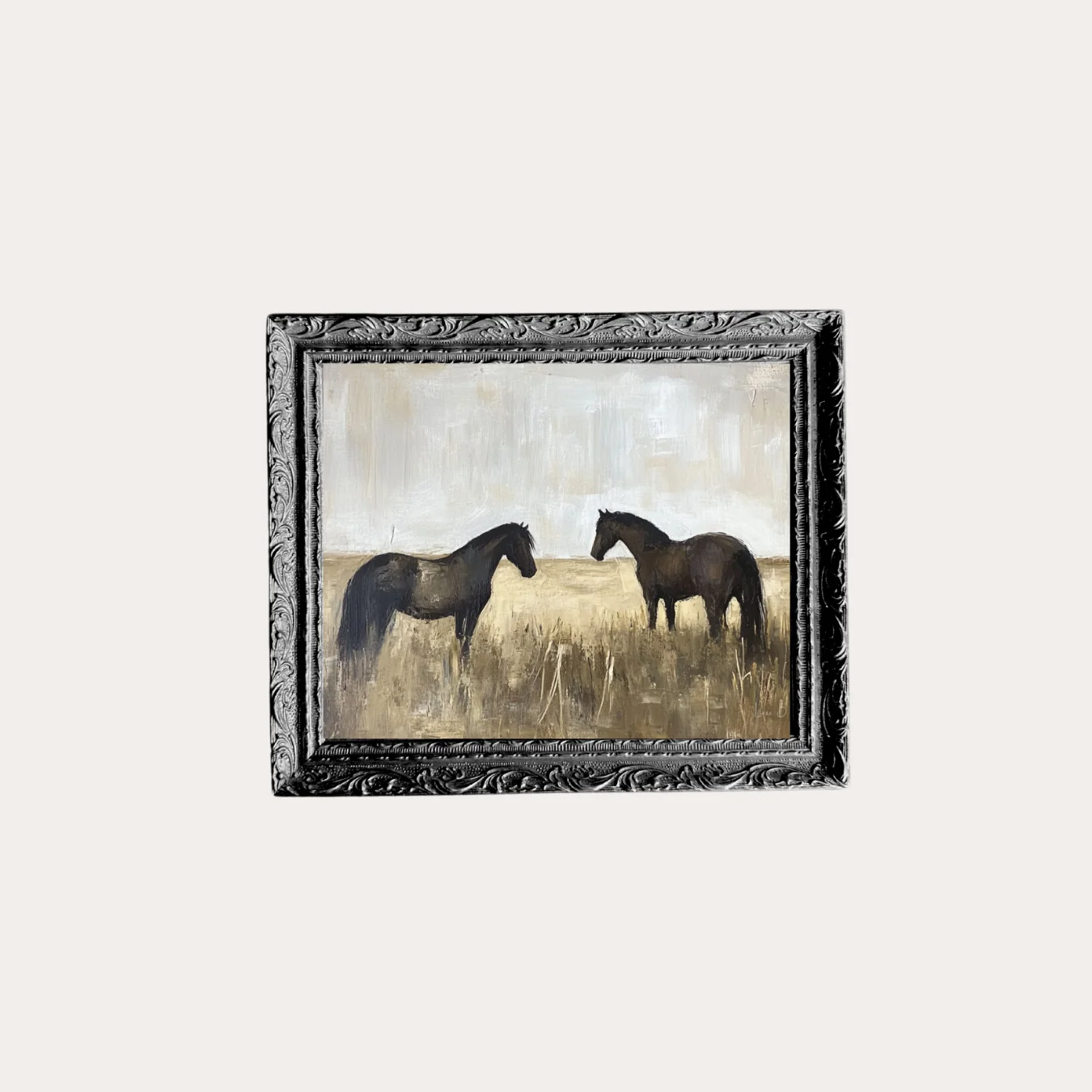 Black Stallions | French Black Mould Framed Art