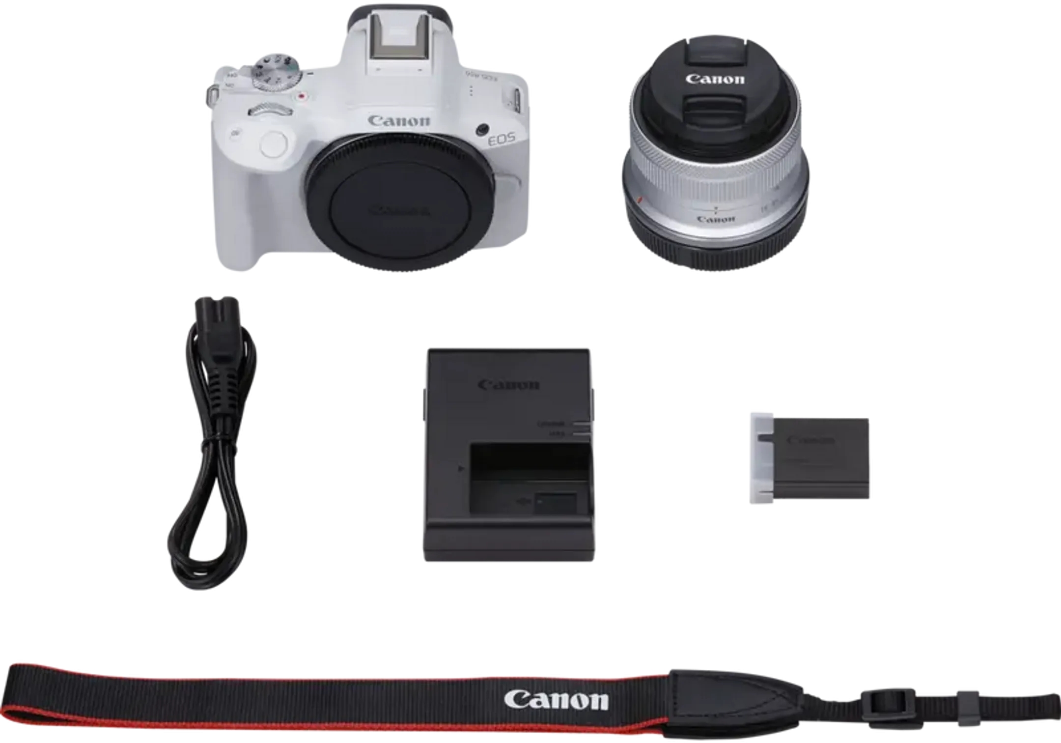Canon EOS R50-systeemcamera - Wit + RF-S 18-45 mm f/4.5-6.3 IS STM-lens