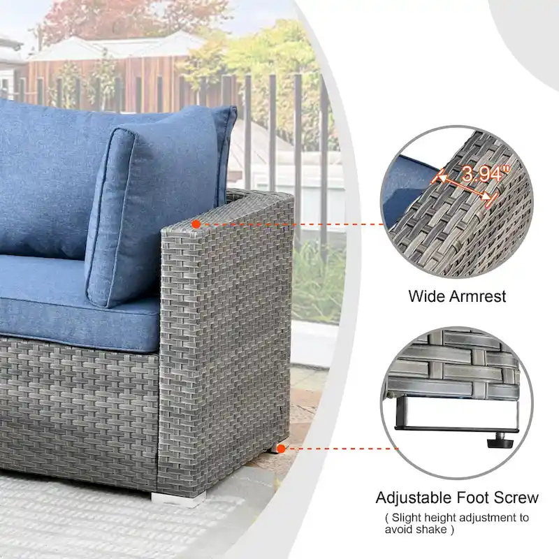 HOOOWOOO 8-piece Rattan Wicker Patio Furniture Set with Fire Pit