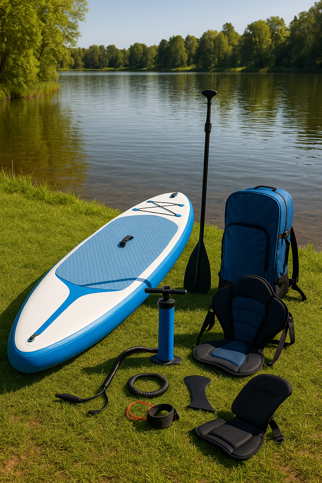 Oppusteligt paddleboard til udendrssport, blt og hvidt PVC, til s/strand/rejser, 3208115 cm RPcyJcK563wZ