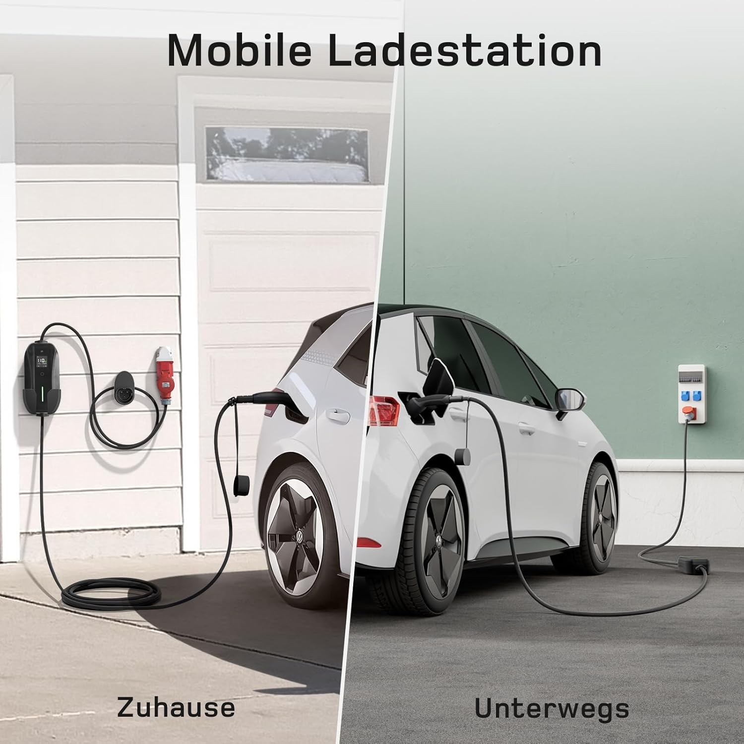dé Mobile Wallbox/Ladestation 11kW [3-phasig|7m|6-16A] mit Traveller Adapter Set, Ladekabel CEE 16A auf Typ 2 und EV Ladegerät für Model Y/3, ID.3/4/5, MG4, EX30, e-up, e-tron, Zoe und andere EV