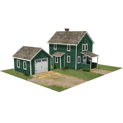 House (green, 2 level, with garage)