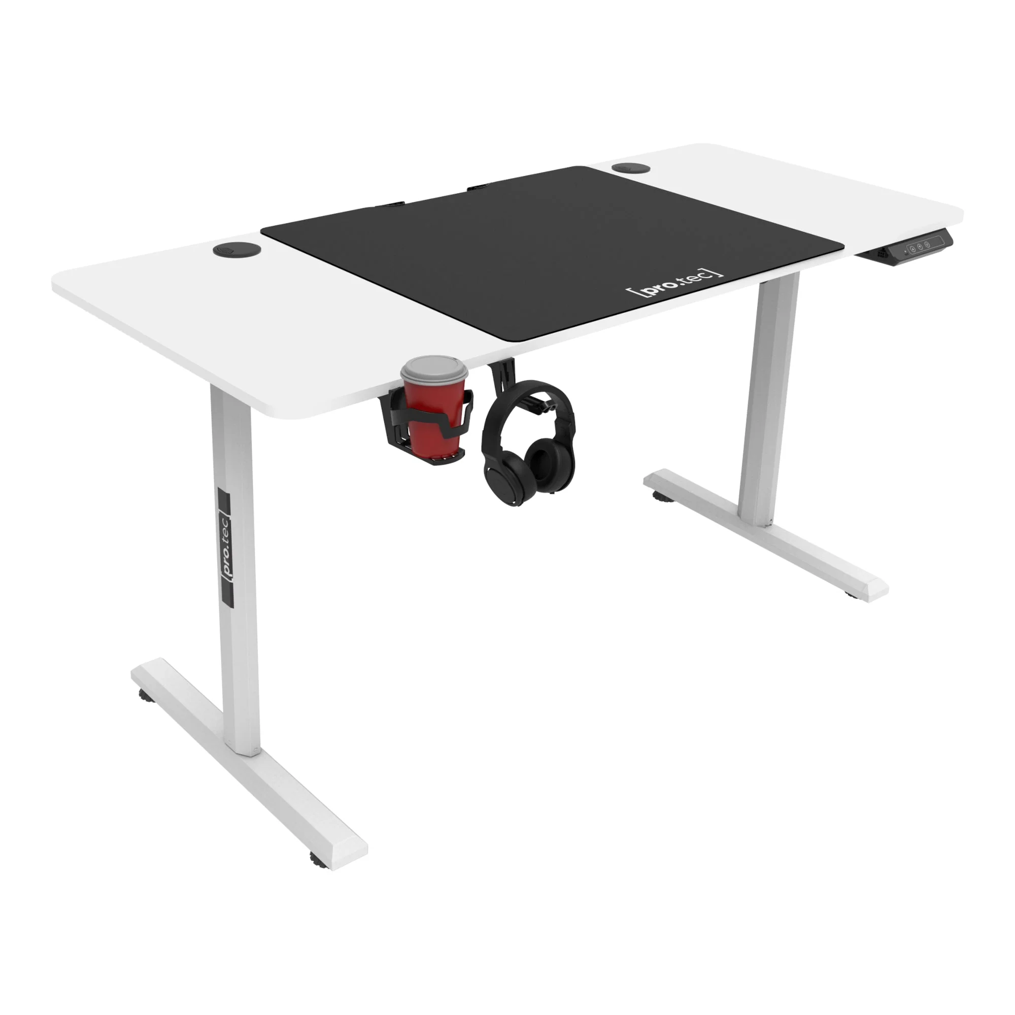 Tavolo elettrico per postazione di lavoro da ufficio con altezza regolabile 140 x 60 x 72 - 117 cm bianco