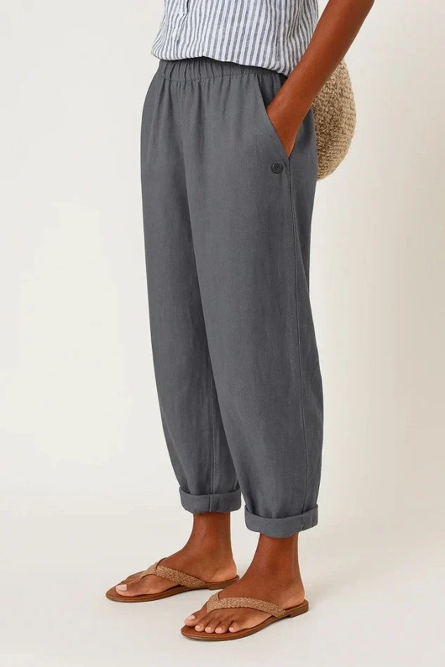 Women��s Relaxed Straight-Leg Trousers Lightweight Cotton Blend