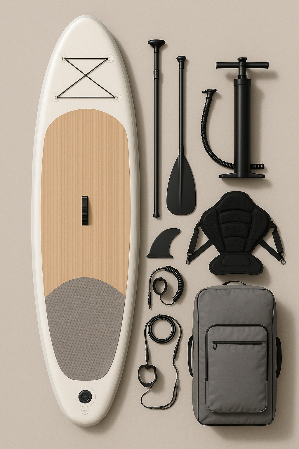 Oppusteligt paddleboard beige gr PVC rekreativ brug i s eller hav 3208415 cm zmzNUgx552gA