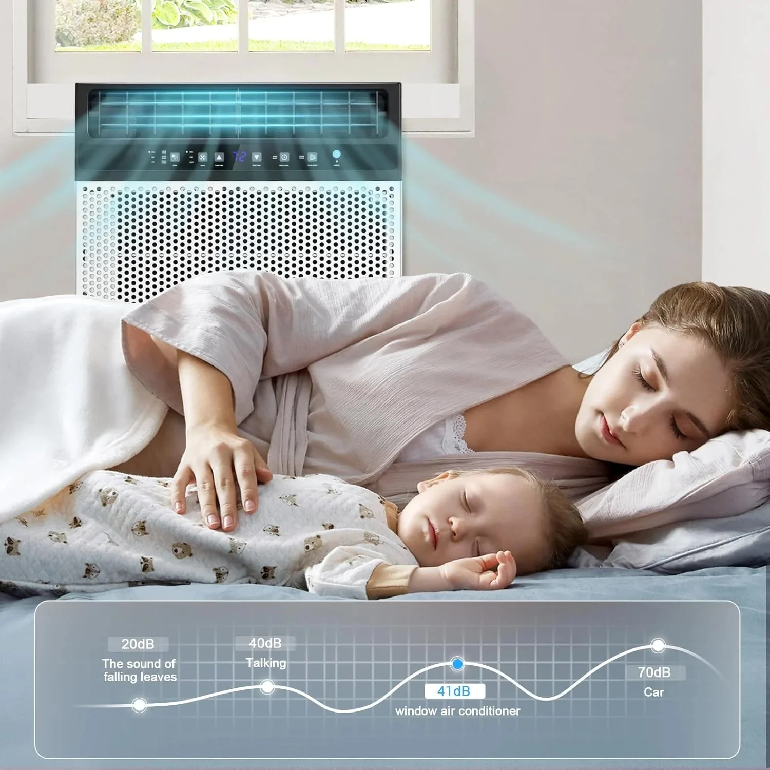 Antarctic Star 12,000 BTU U-shaped window air conditioner, cools rooms up to 550 square feet with 6 modes, 24-hour timer, ultra-quiet window air conditioner