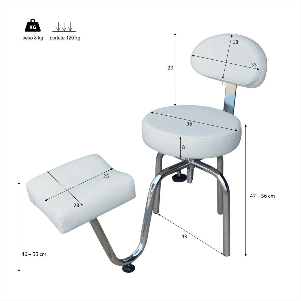 Sgabello Con Poggiapiede Per Pedicure | DEMETRA