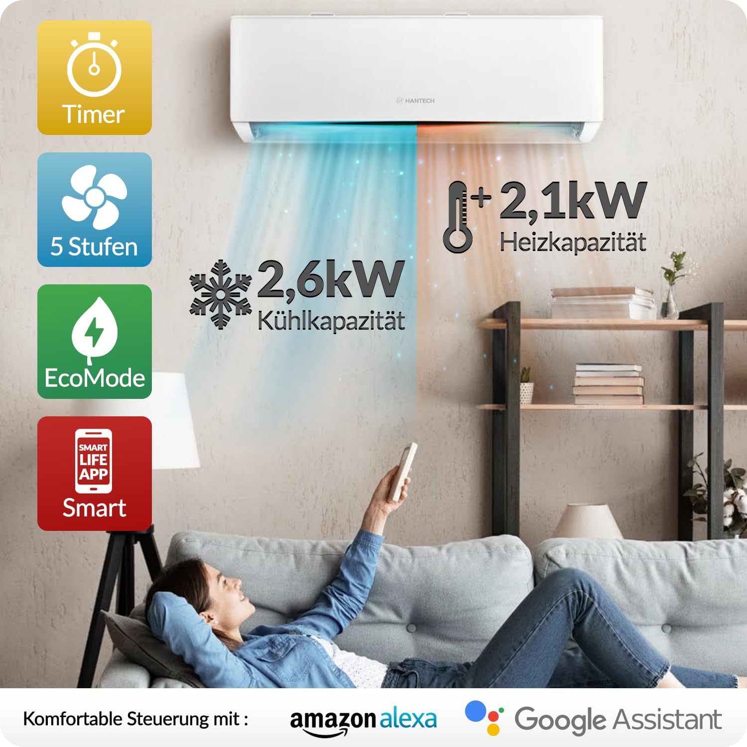 HANTECH Multisplit Klimaanlage 27000 BTU H-PRO mit 3x9000 BTU Inneneinheit WIFI