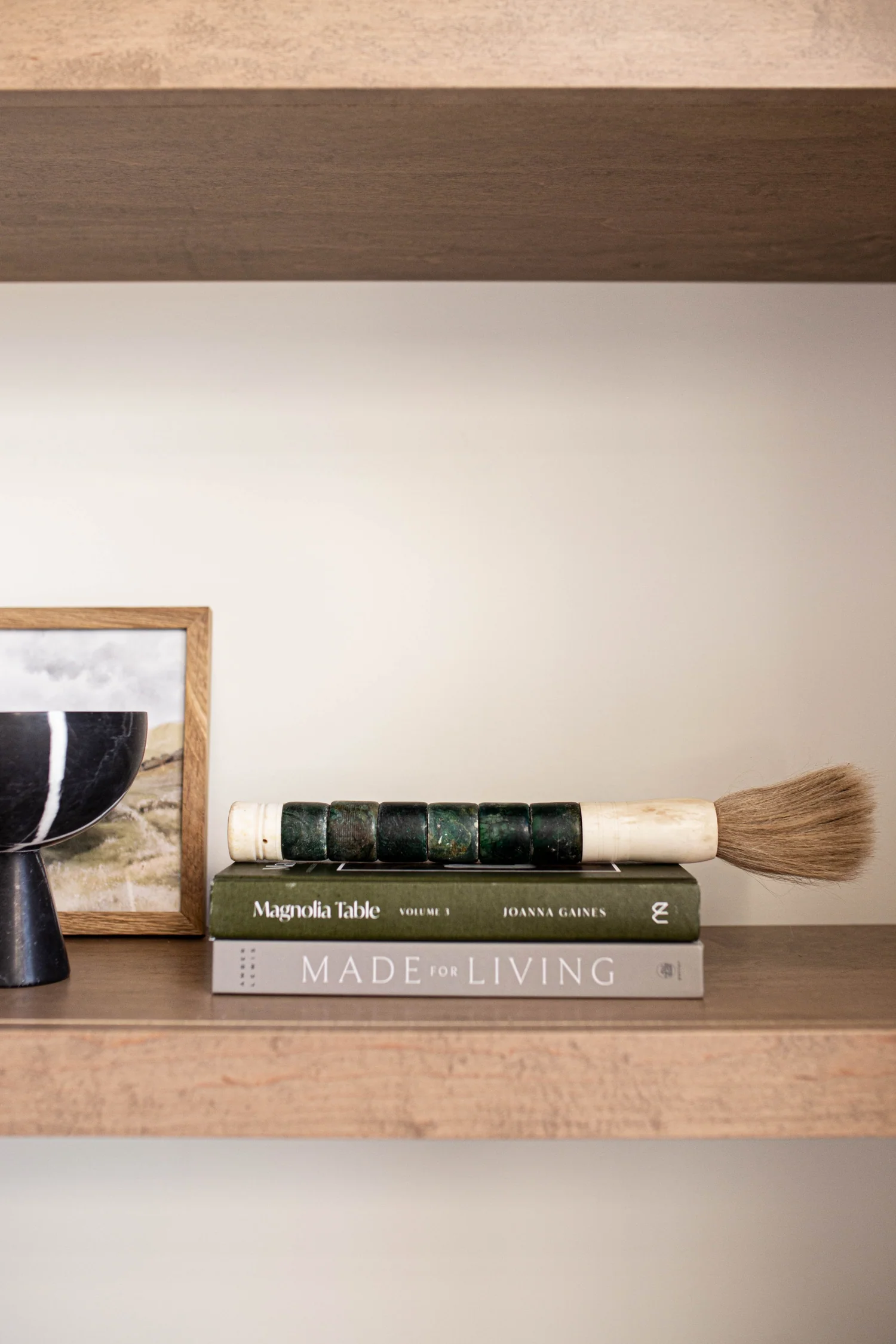 Natural Bone Calligraphy Paint Brush Vintage Green