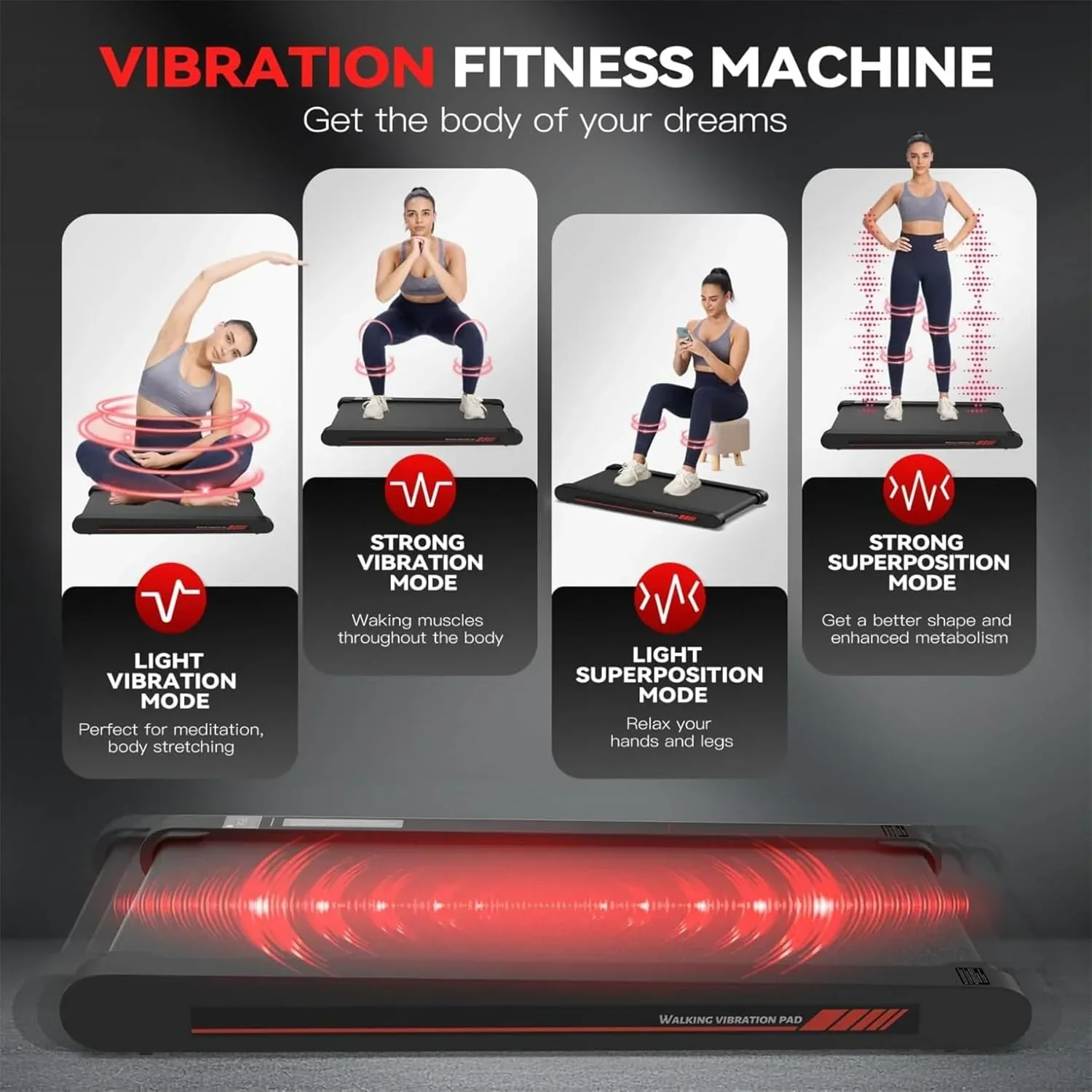 Sperax Walking Vibration Pad with APP 3 in 1 Under Desk Treadmill Walking Treadmill Pad