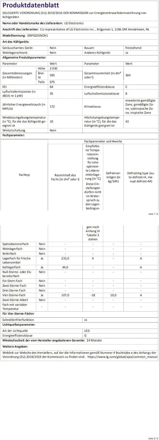 LG GBV22NCCEP Kühl-/Gefrierkombination – Smart Inverter Compressor, Total No Frost, Modern Flat Door Design, Matt Schwarz Metallic, Energieeffizienz A