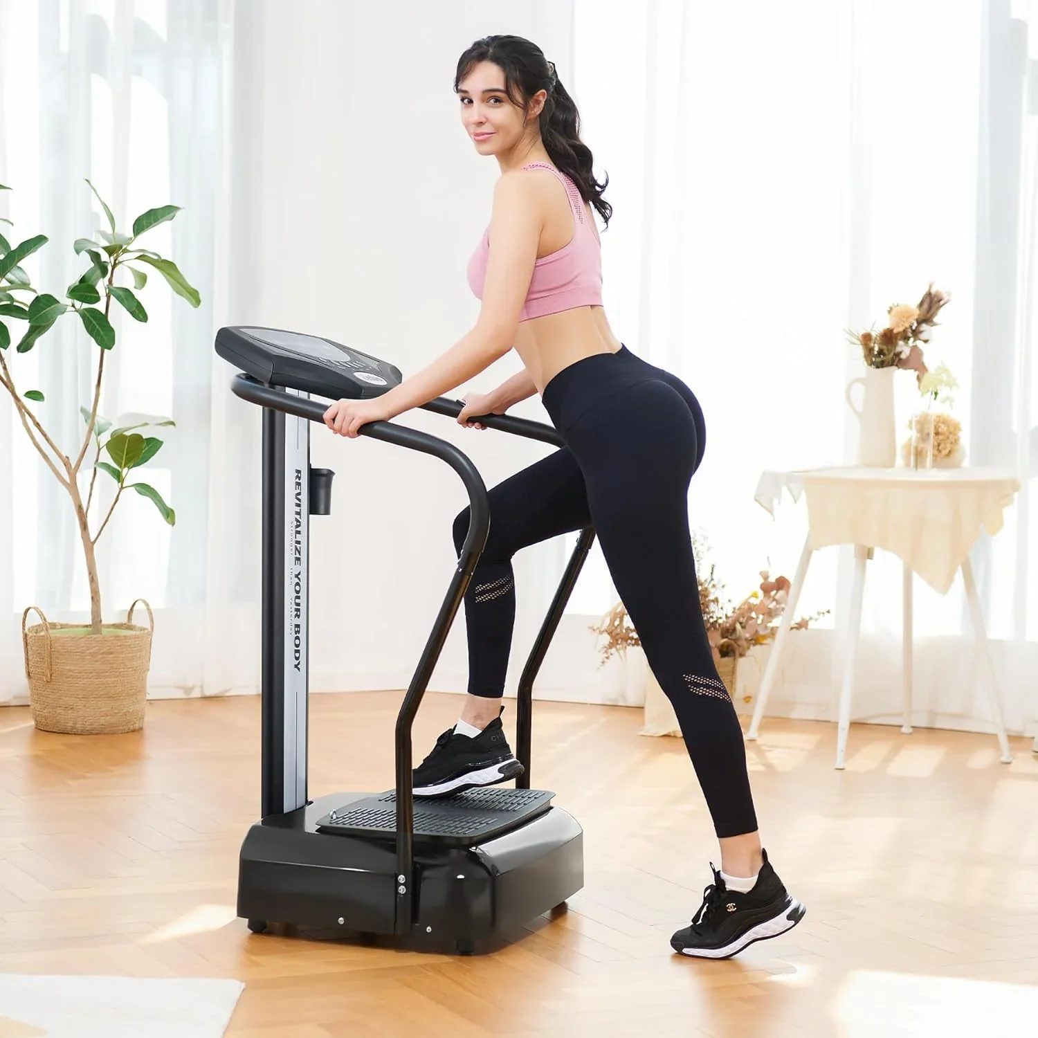 Whole Body Vibration Plate, 500W Vibration Plate Exercise Machine with 99 Levels 3 Preset Modes & 2 Resistance Bands, Training Fitness Vibration Platform Machine for Home Gym with 330lb Capacity