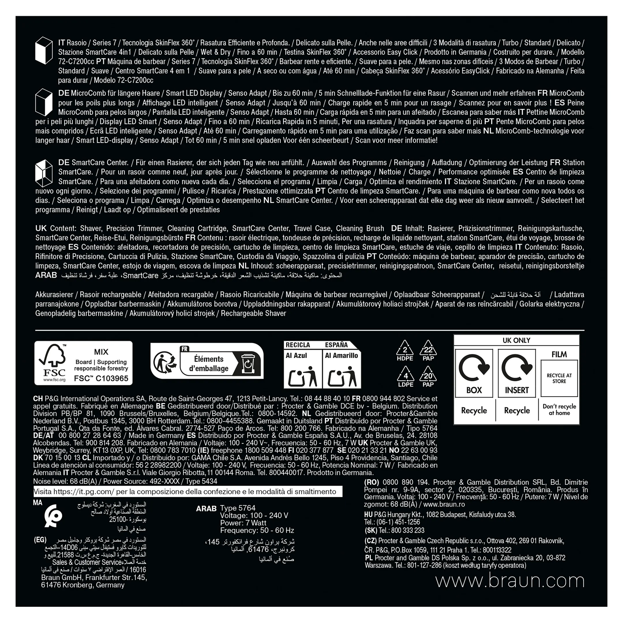 Braun Elektrisch scheerapparaat Series 7 72-C7200cc