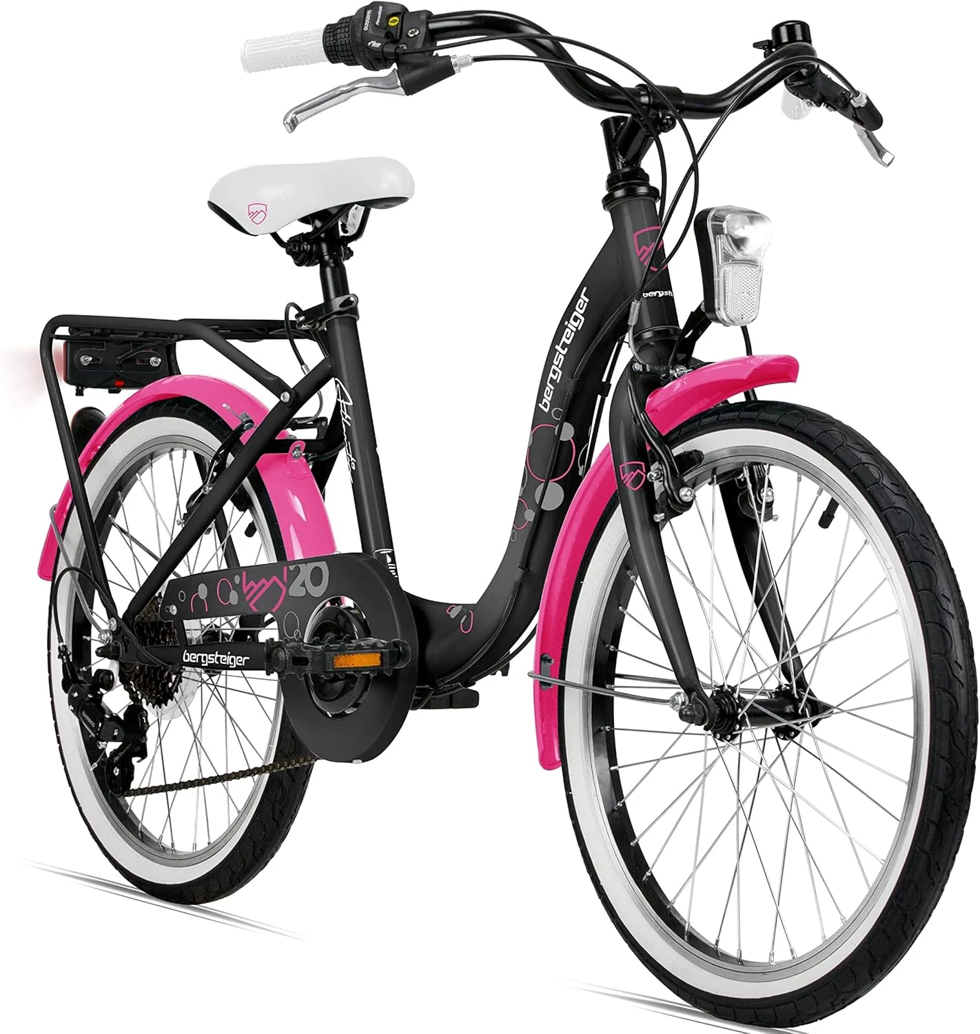 Bergsteiger Atlantis 20, 24 hüvelykes gyerekkerékpár, 6, 7, 8, 9, 10, 11 éveseknek, StVZO, Shimano váltó, lány kerékpár dinamós világítással