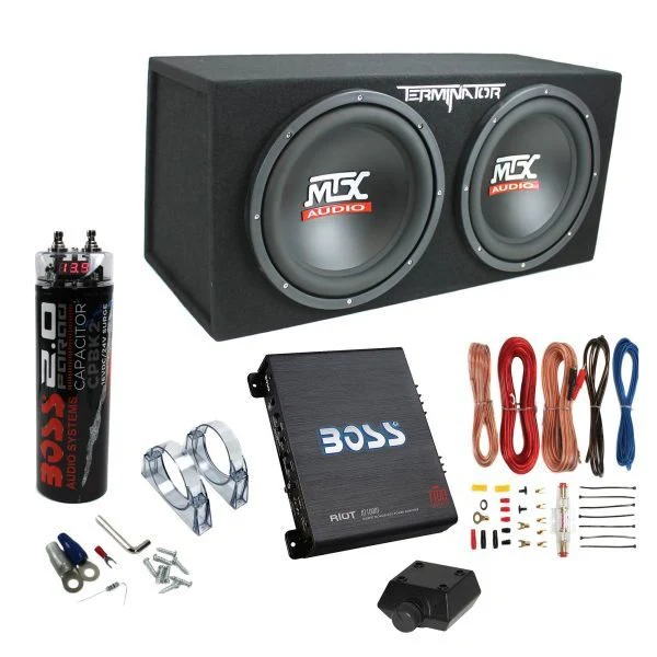 12-inch car subwoofer with 1200W and 1100W amplifier including kit and capacitor