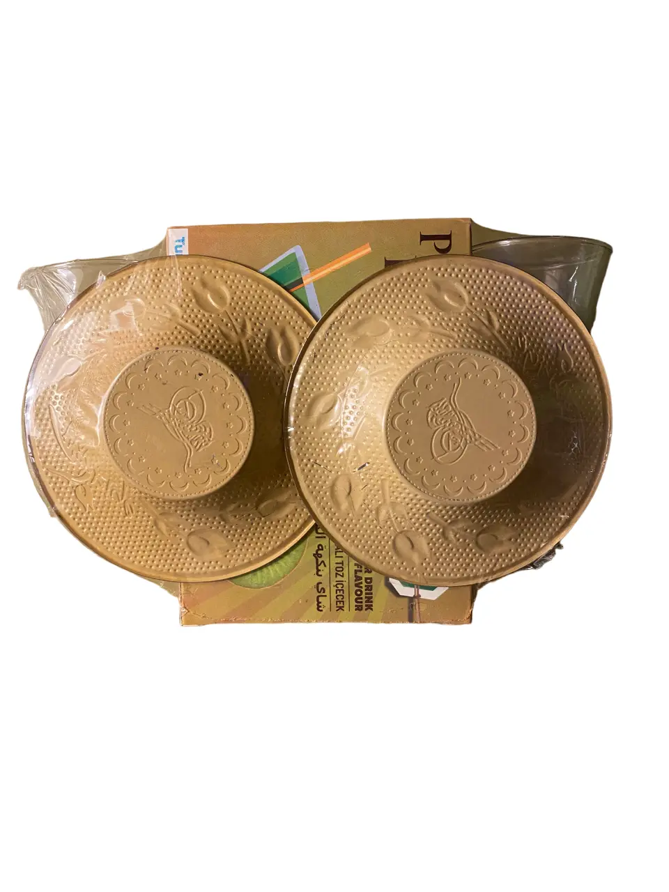 Turkish instant tea green apple flavor - 3 piece set - tea set with glasses - instant apple powder
