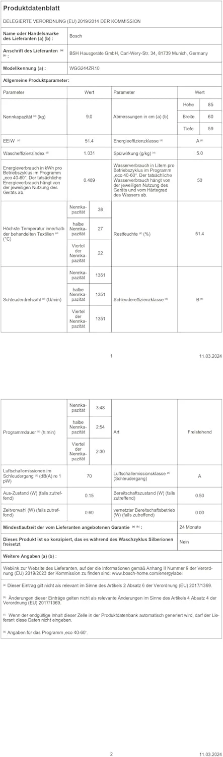 BOSCH WAN28127 Waschmaschine Serie 4, Frontlader mit 8kg Fassungsvermögen, 1400 UpM, Iron Assist, Active Water Plus, EcoSilence Drive, Speed Perfect, Weiß, 60cm