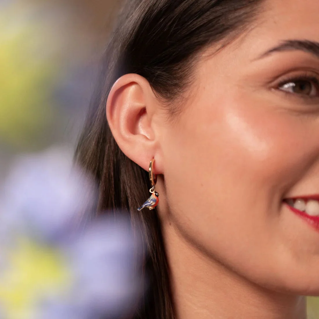 Bullfinch Enamel Hoop Earrings