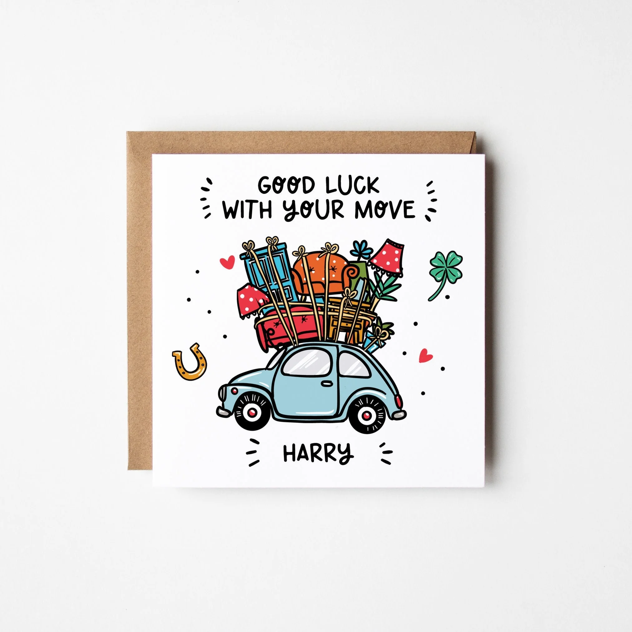 Good Luck Moving Card ? Personalised Moving Home Card ? Cute Good Luck With Your Move Card ?