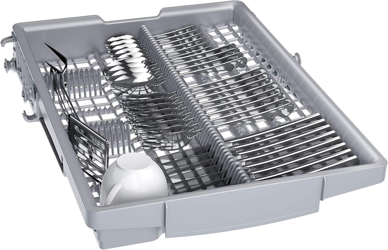 Bosch SPV2IKX10E Serie 2 Smarter Geschirrspüler vollintegriert, 45 cm breit, Besteckkorb, Extra Trocknen auf Knopfdruck, InfoLight roter Lichtpunkt am Boden, AquaStop Schutz gegen Wasserschäden, Weiß