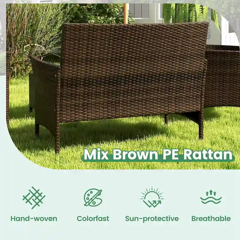 Costway 4 PCS Patio Furniture Set with Washable Cushions and Tempered - See Details