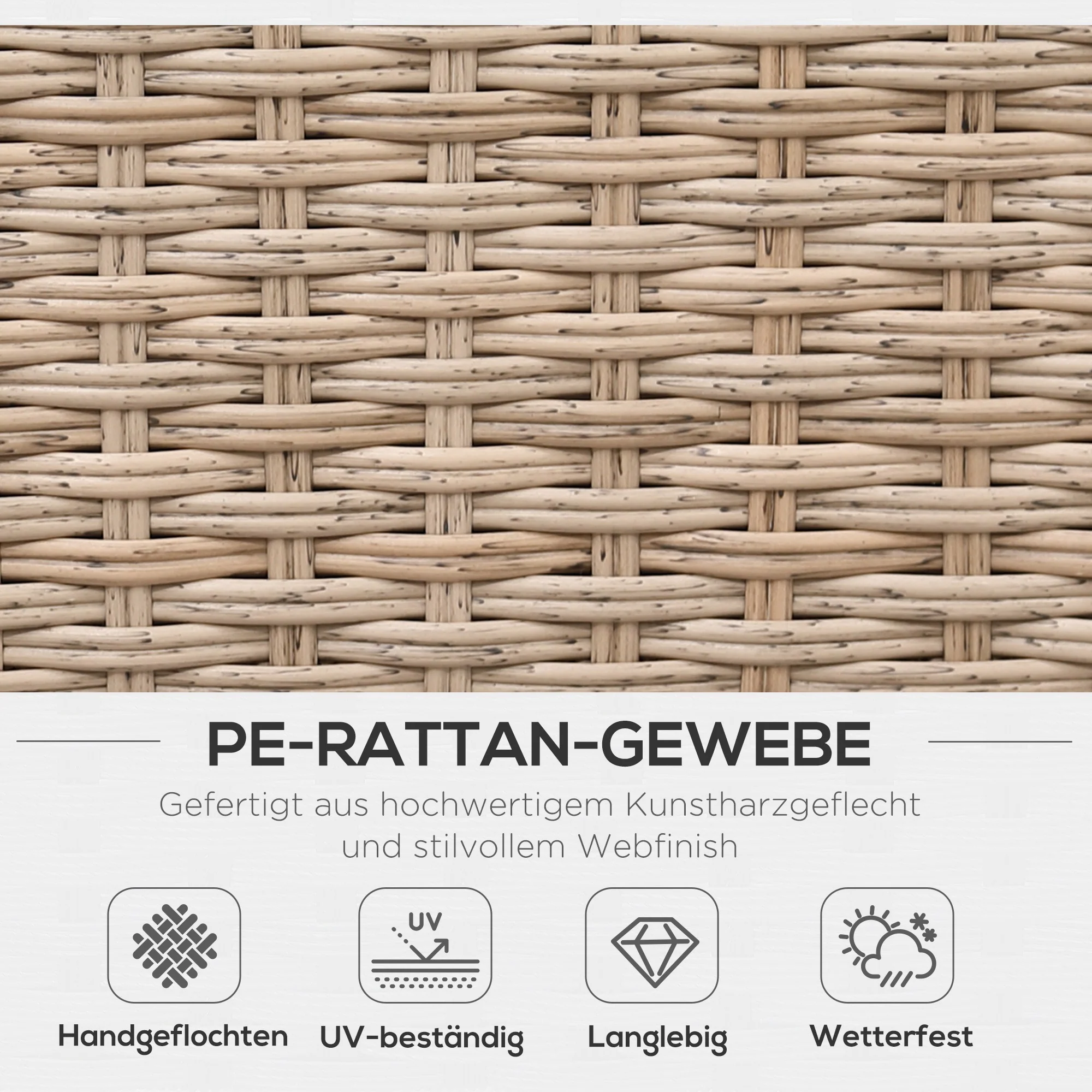 poly-rotan tuinmeubelen 4-delige loungeset zitgroep set met aflegvlakken