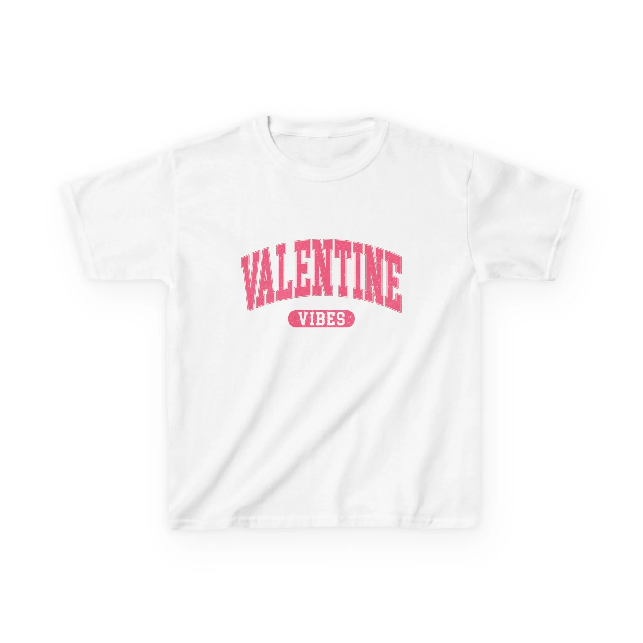 Valentine Vibes Kids Tee | Pink Retro Heart Typography