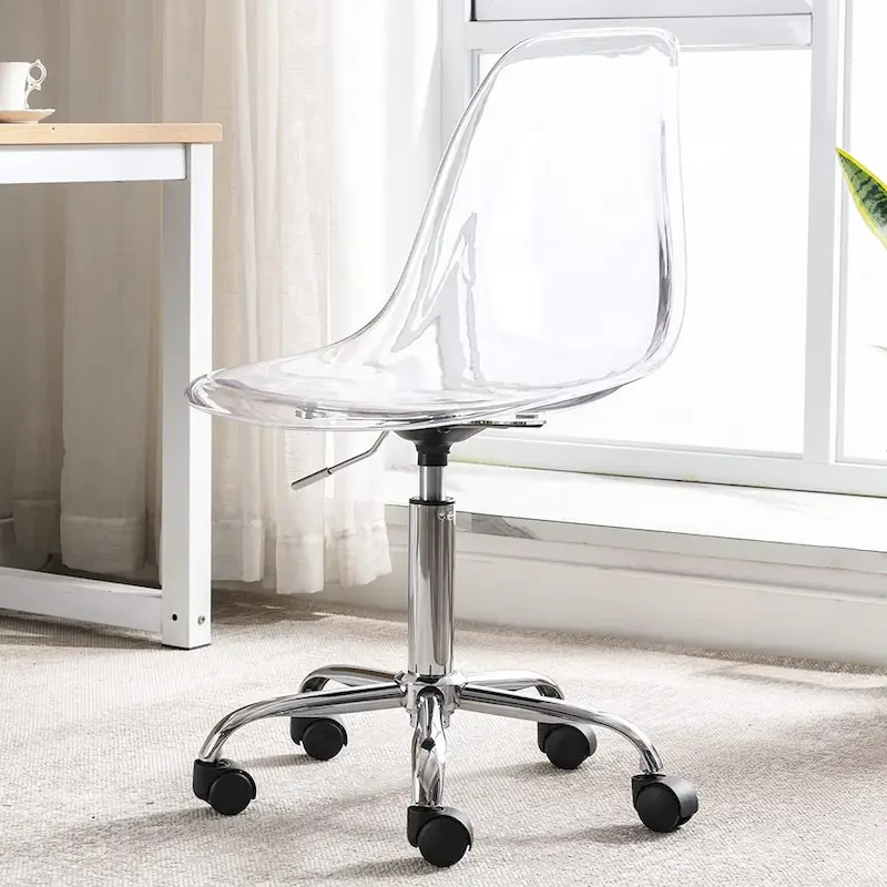 Acrylic Swivel adjustable height Armless Home office Rolling Chair
