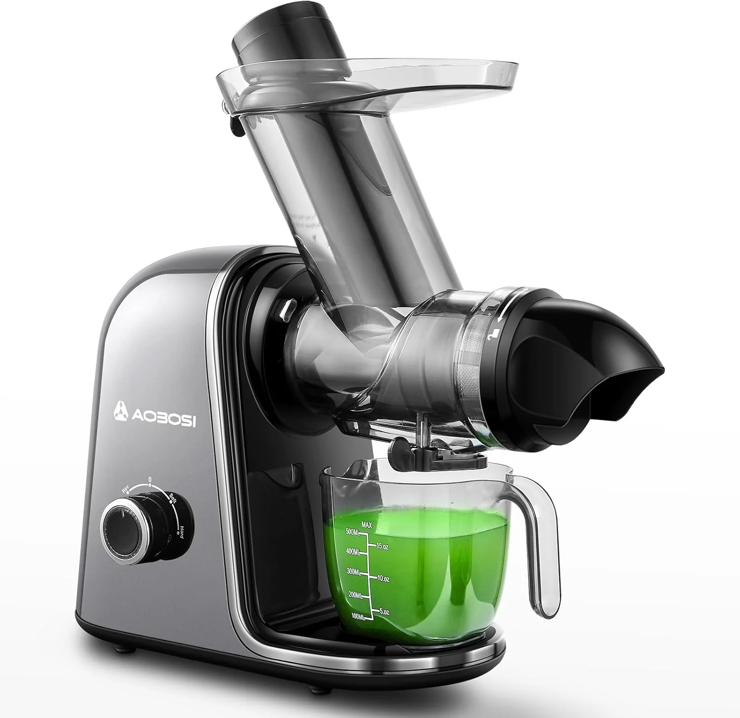 【Novità】 AOBOSI Spremiagrumi Estrattore di Succo a Freddo con 2 Velocità - Estrattore Frutta e Verdura con Coclea a 8 Stadi - Spremiagrumi con Spazzola per la Pulizia e 2 Bicchieri - Spremiagrumi con Funzione di Retromarcia