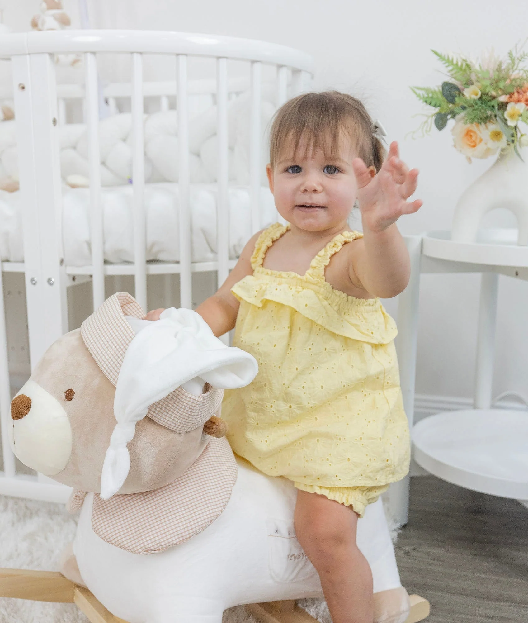 Rocking Teddy Bear | White & Beige