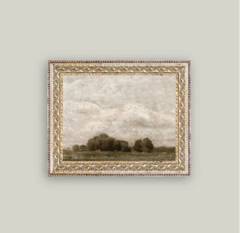 Tree and Cloud Framed Antique Inspired Art