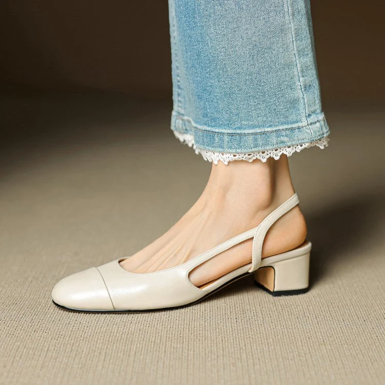 Women��s Black Heels Elegant Slingback Block Pumps