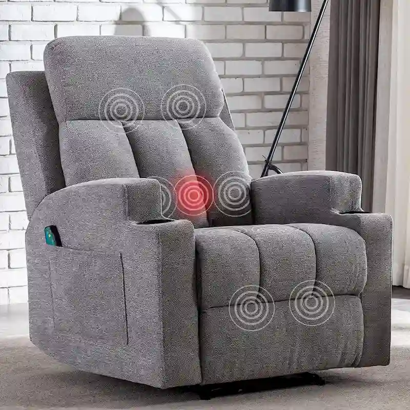 Massage Recliner and Manual Singles Sofa with Remote control