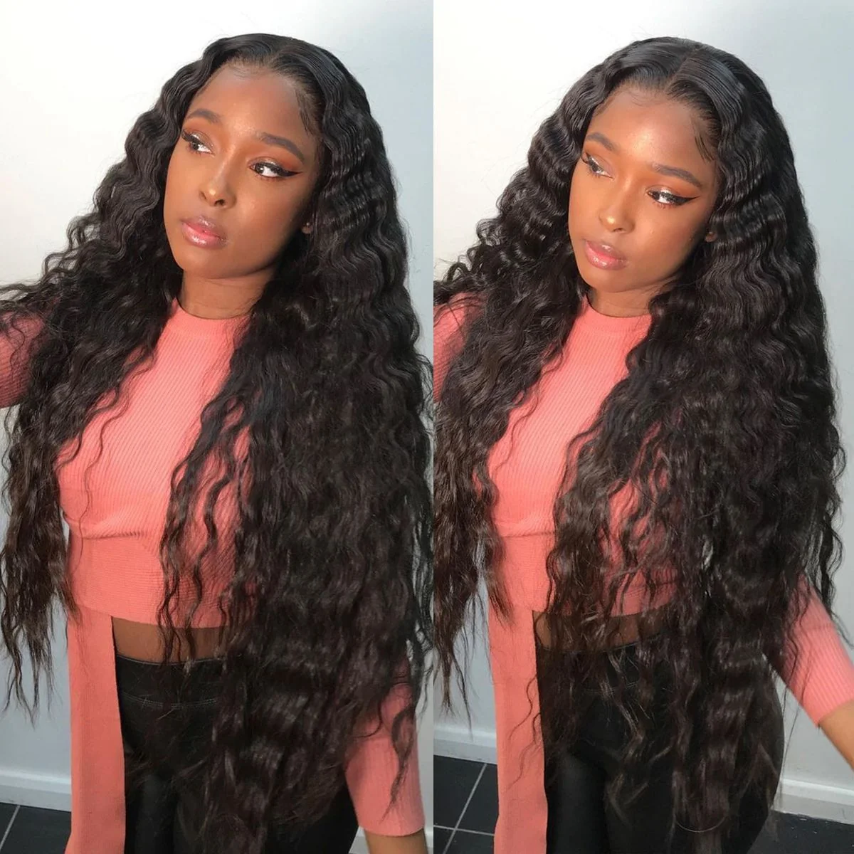 13x4/13x6 Invisible Lace Front Loose Deep Human Hair Wigs For Women 220% Density Loose Deep Wave Transparent Lace Wig With Baby Hair