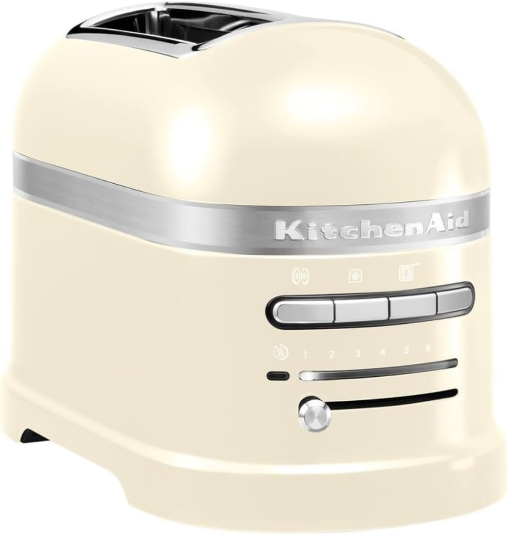 KitchenAid Tostadora de Pan con Doble Ranura Ancha - Artisan - Para Diferentes Tipos de Pan - 7 Niveles de Tostado - Con Rejilla para Sándwiches - Crema
