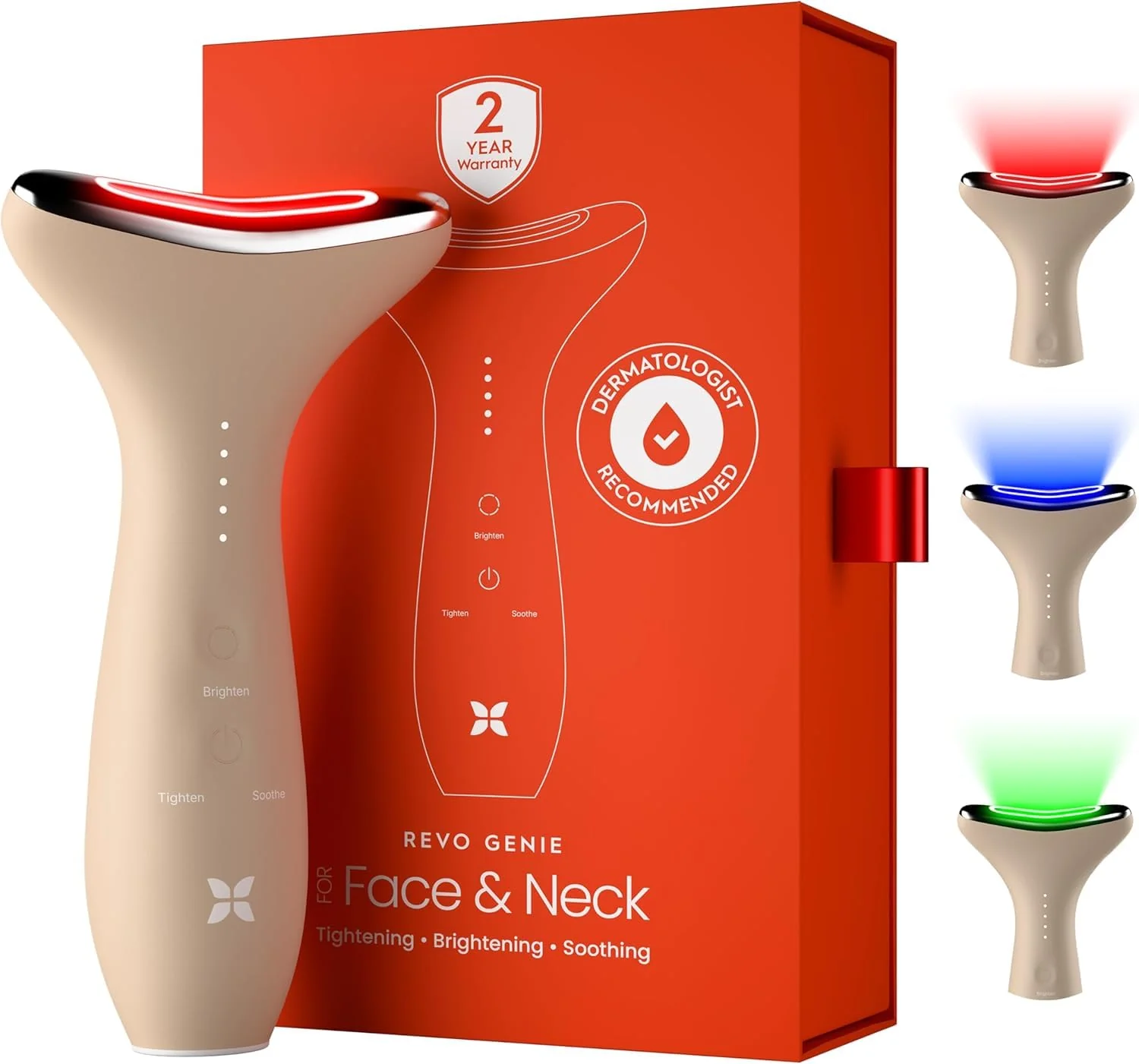 REVO Genie Facial Massager for Face and Neck, LED Face Lift Device with Heat & Vibration