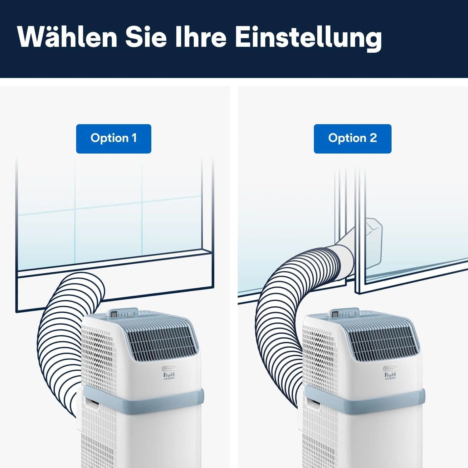 De'Longhi Pinguino PAC EM82, Condizionatore Portatile per ambienti fino a 80 m³, 9.400 BTU, 2,4 kW, 63 dB, Funzione Deumidificatore, Classe Energetica A, Timer 24h, Bianco