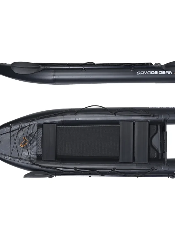 2 Person Inflatable Kayak Fishing PVC Boat – 130” x 43” x 11.8” with Aluminum Alloy Seat, Paddle, Inflatable Mat, Repair Kit, Fin
