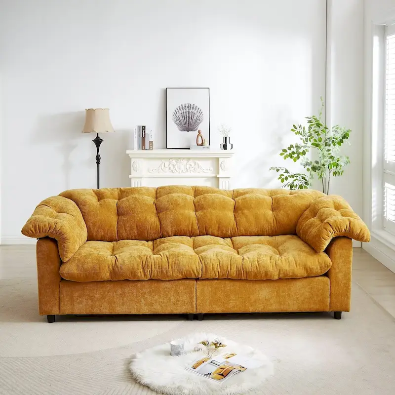 99.2  Chenille Comfort Deep Seat Sofa, Upholstered Fluffy Cloud Sofa