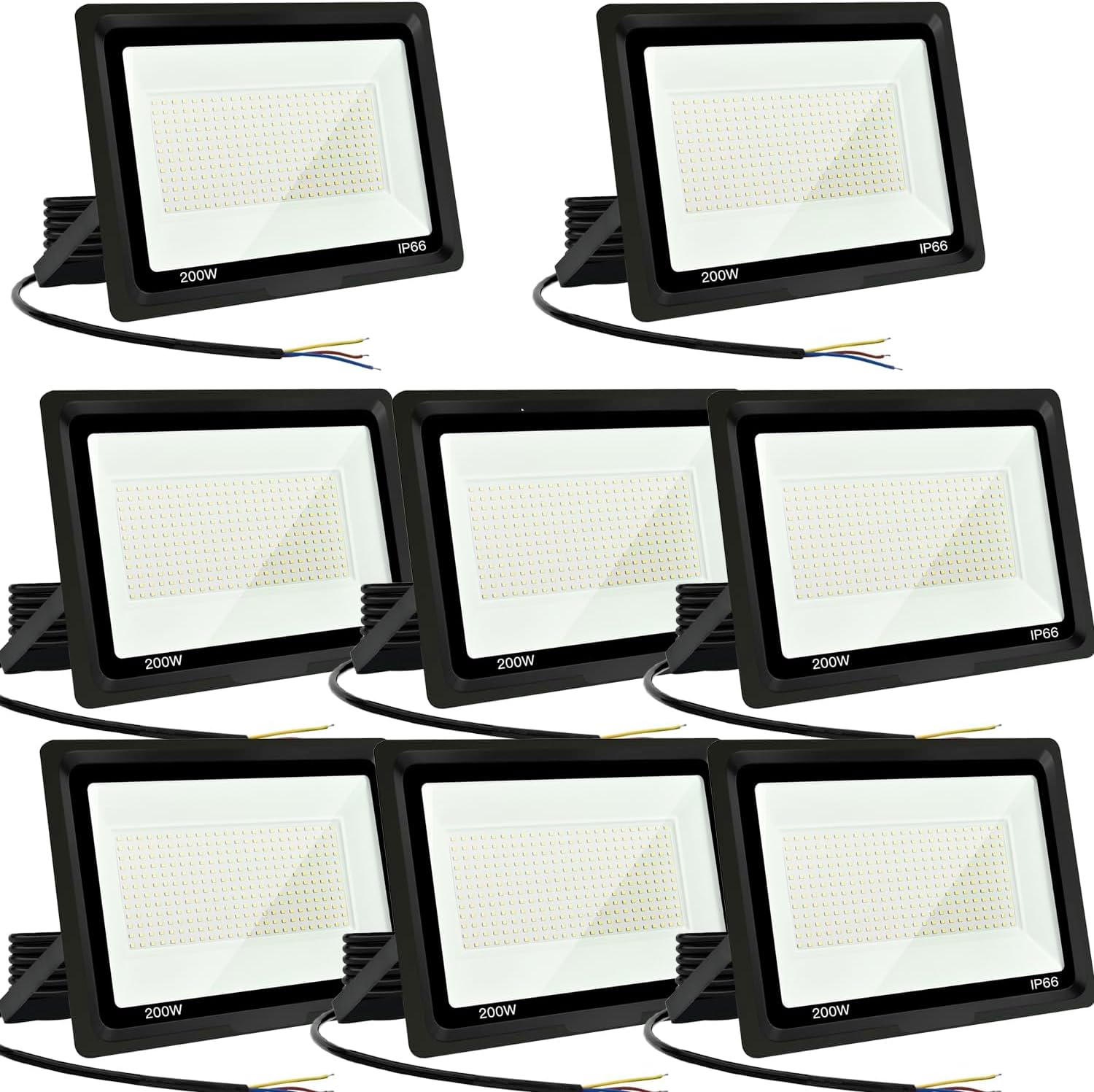 LED Strahler Außen 200W 8PCS-IP66 Wasserdicht Fluter-3000K 20000LM Superhell LED-Strahler für Hinterhof, Garage, Flur,Garten