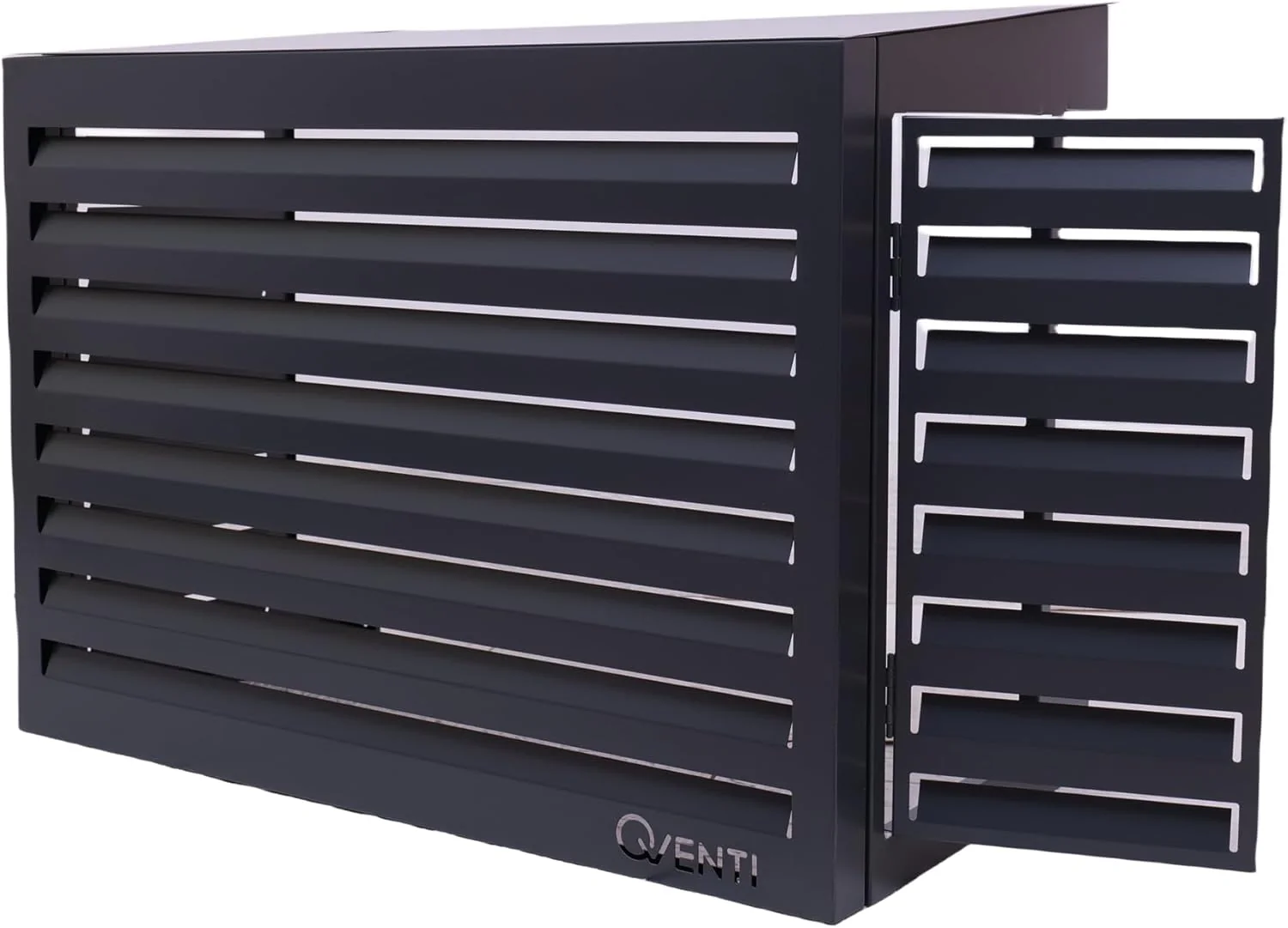 Qventi Abdeckung für Klimaanlage - Anthrazit/Grau - Aluminium - Schutzgitter - Verkleidung - Einfache Montage - Größe S - Außenmaße (LxBxH): 100 x 50 x 75 cm