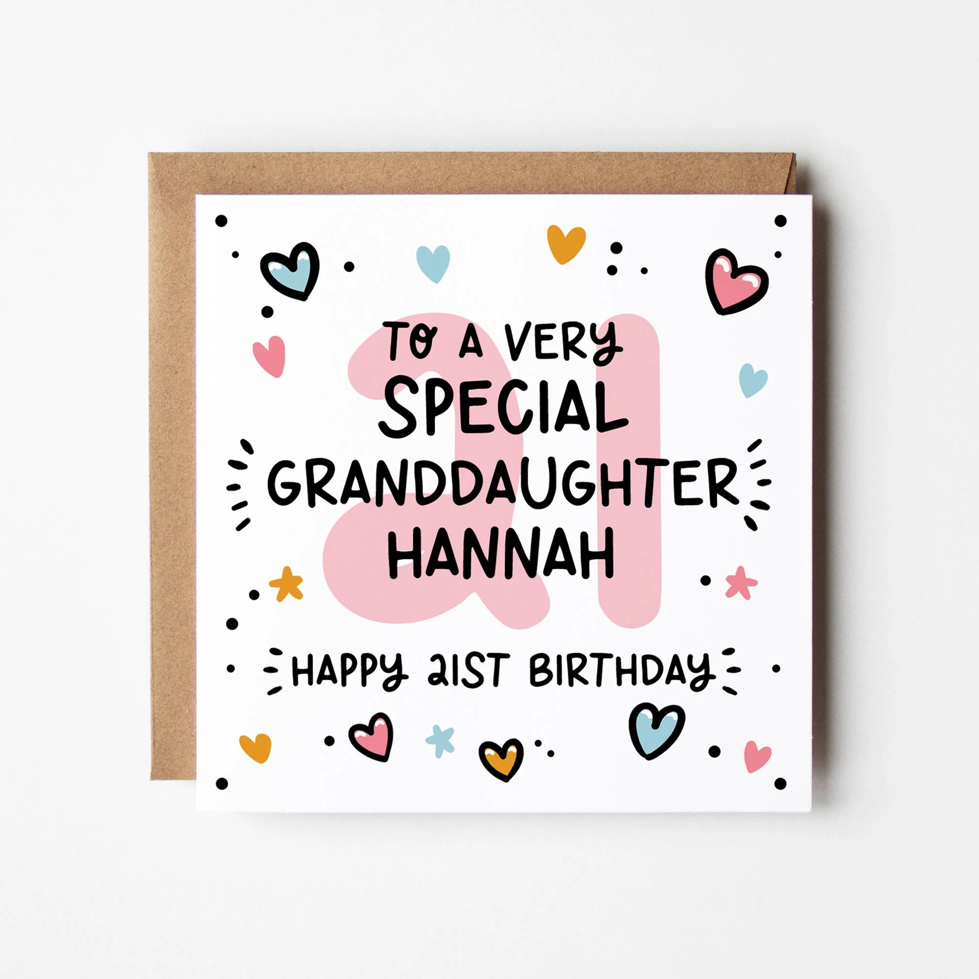 Granddaughter 21st Birthday Card, Personalised 21st Birthday Keepsake For Her