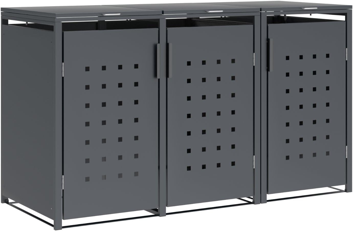 DEGAMO Mülltonnenbox 3-er Mülltonnenhaus Trier für 3X Tonnen 120 und 240 Liter, Stahl verzinkt, Farbe anthrazit