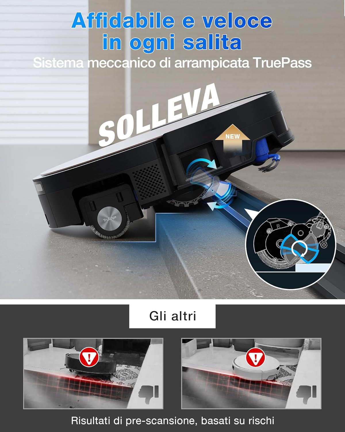 ECOVACS X11 OMNICYCLONE Robot Aspirapolvere Lavapavimenti, BLAST e 19.500 Pa, Boost di Potenza Ultrarapido, OZMO ROLLER 2.0, Altezza Massima di Salita di 4 cm, Rullo Esteso, Svuotamento Automatico