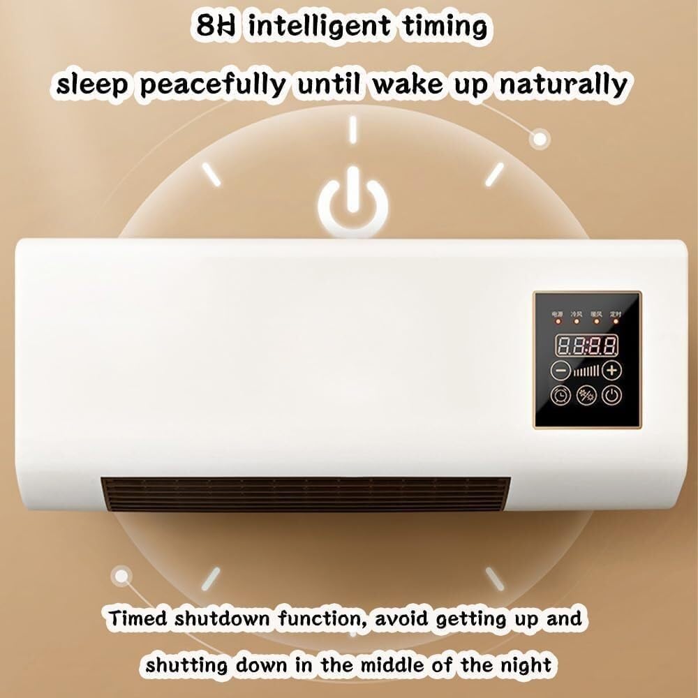 Mini-Klimaanlage – Wandmontiertes Heiz- und Kühlgerät mit Fernbedienung, ideal für Zelt, Schlafzimmer, Wohnzimmer, Büro, 8-Stunden-Timerfunktion