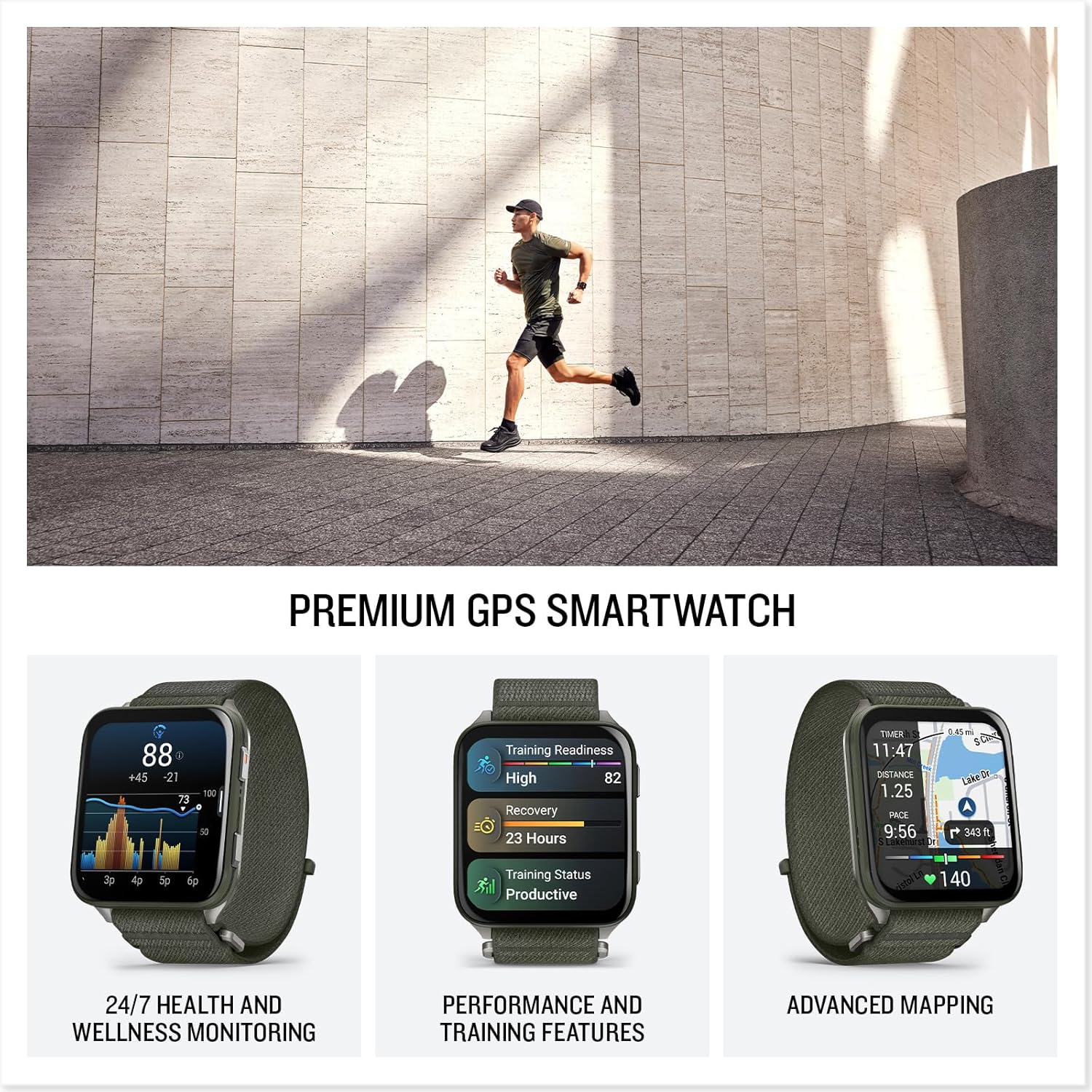 Garmin® Venu® X1, smartwatch GPS sottile e leggero, display AMOLED, funzioni avanzate per la salute e il fitness, muschio con fondello in titanio e cinturino in nylon ComfortFit Muschio