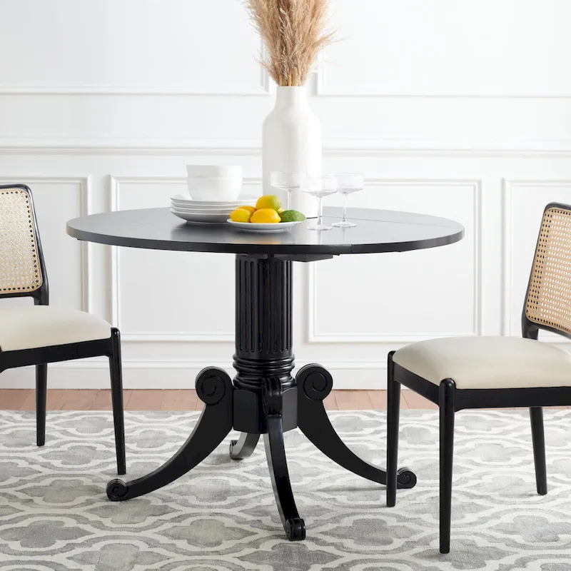 SAFAVIEH Jeane Antique White Drop Leaf Dining Table - 43 W x 43 D x 31 H - 43Wx43Dx31H